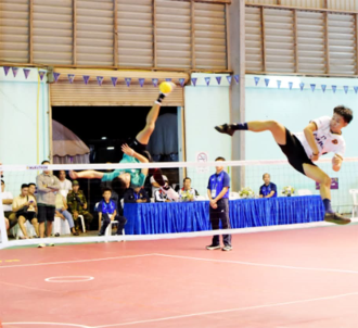 Champasak Wins Gold in Men’s Double Sepaktakraw at National Games